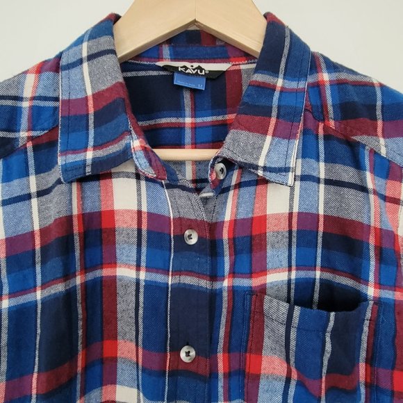 Kavu Plaid Flannel Long Sleeve Shirt - Medium - Blue/red/white - Picture 4 of 10